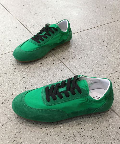 Suede Splicing Red Casual Comfy Up Lace Flat Shoes FashionChic