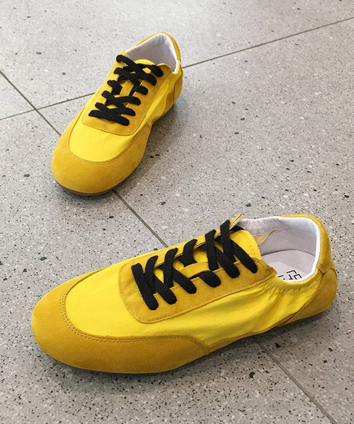 Suede Splicing Red Casual Comfy Up Lace Flat Shoes FashionChic