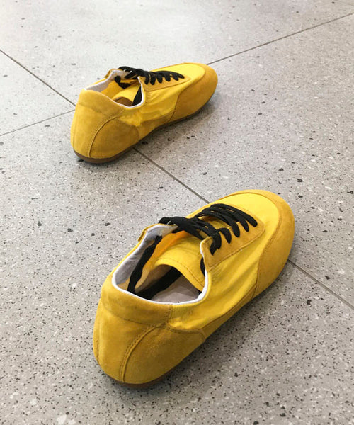 Suede Splicing Red Casual Comfy Up Lace Flat Shoes FashionChic