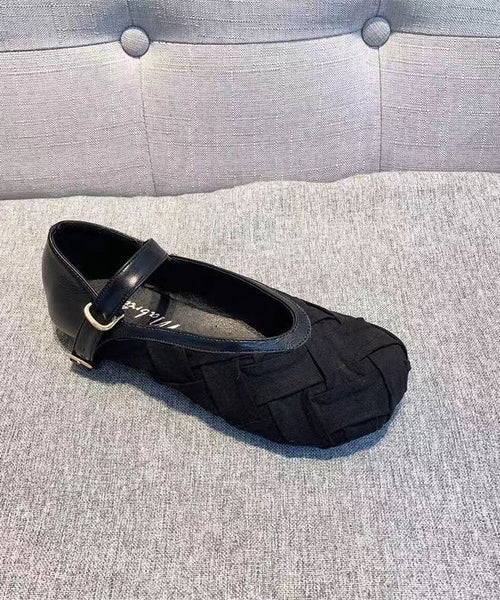 Casual Cotton Fabric Black Penny Loafers Buckle Strap AP1042 shoe-PDX240905