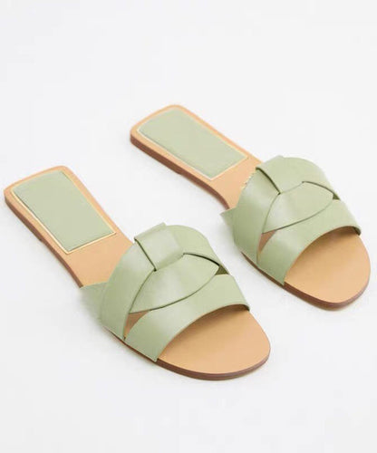 Slippers Flat Peep Toes Cross Denim Casual Toe Summer Blue Strap FashionChic
