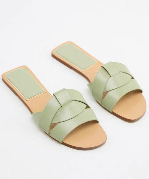 Slippers Flat Peep Toes Cross Denim Casual Toe Summer Blue Strap FashionChic