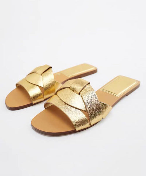 Slippers Flat Peep Toes Cross Denim Casual Toe Summer Blue Strap FashionChic