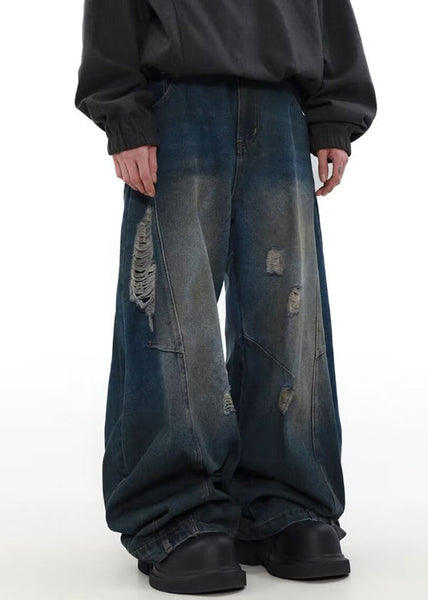 Casual Denim Blue Pockets Patchwork Mens Pants Summer SA026 Men-casual-MENP240726