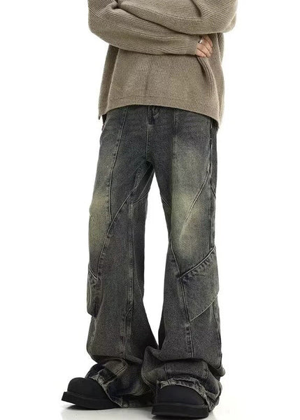 Casual Denim Blue Pockets Patchwork Mens Pants SA013 Men-casual-MENP240726