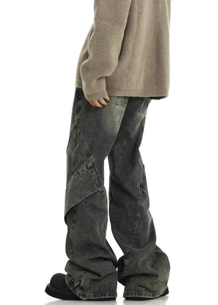 Casual Denim Blue Pockets Patchwork Mens Pants SA013 Men-casual-MENP240726