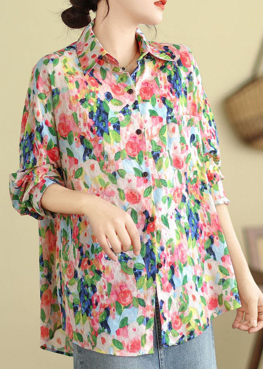 Casual Floral Peter Pan Collar Shirt Tops Long Sleeve AP001 GK-LTP240718