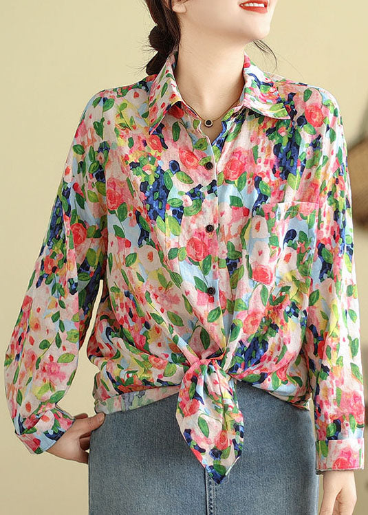 Casual Floral Peter Pan Collar Shirt Tops Long Sleeve AP001 GK-LTP240718