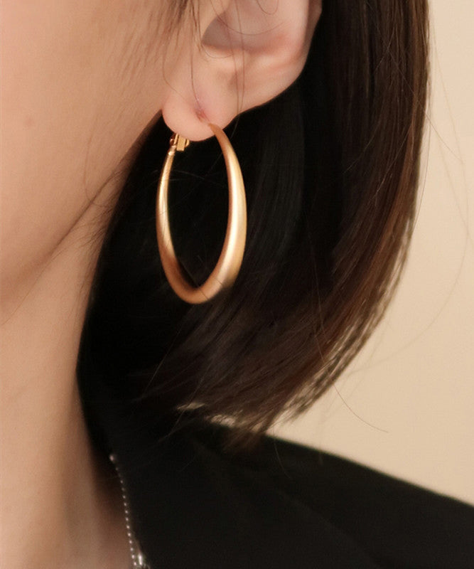 Casual Gold Copper Overgild Round Hoop Earrings AB1077 Genistyle Shop