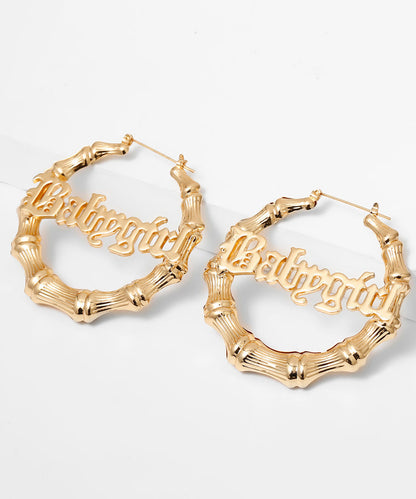 Casual Gold Metal Alloy Bamboo Joint Hoop Earrings ZZ027 JEW-EAR240613