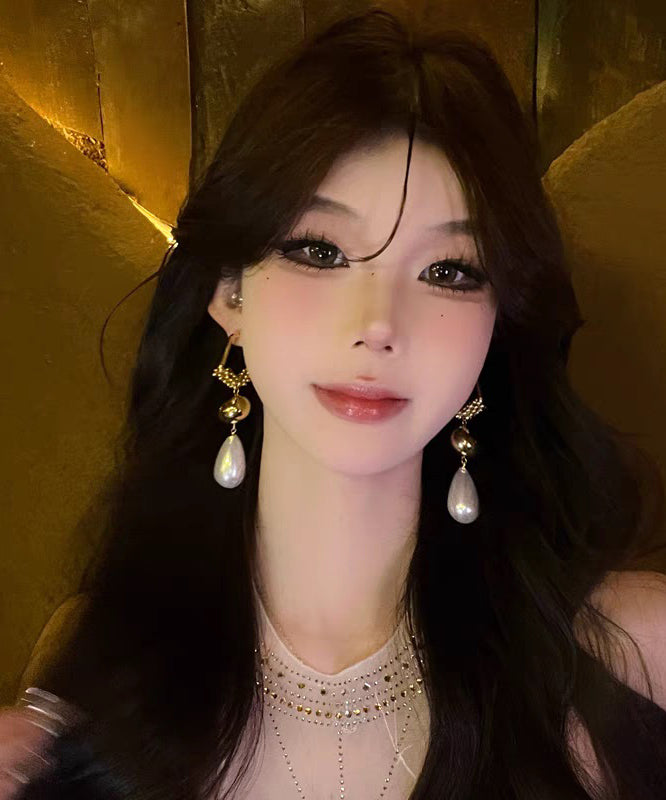 Casual Silver Drop Overgild Stergling Earrings Zircon Gold Pearl FashionChic