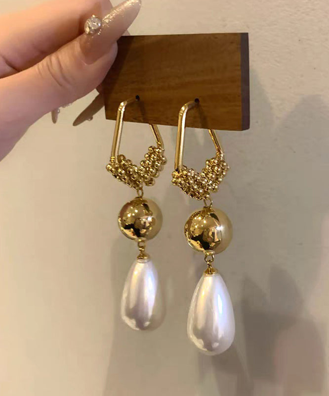Casual Silver Drop Overgild Stergling Earrings Zircon Gold Pearl FashionChic