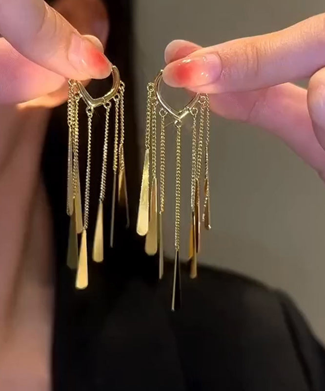 Casual Gold Sterling Silver Alloy Tassel Drop Earrings WH010 JEW-SDL241116