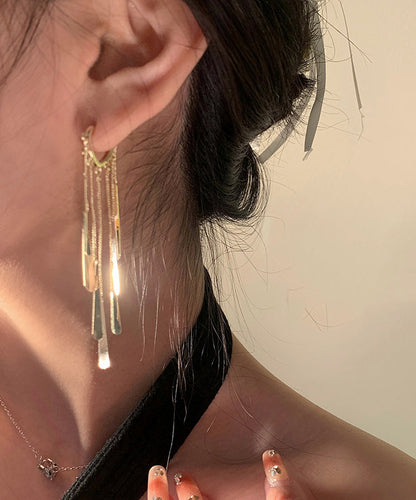 Casual Gold Sterling Silver Alloy Tassel Drop Earrings WH010 JEW-SDL241116