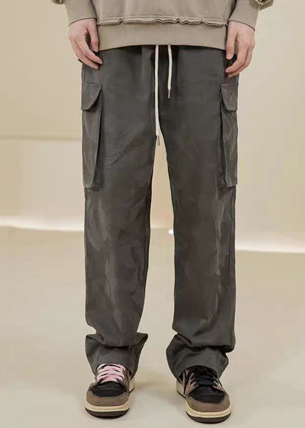 Casual Camouflage Pants Embroideried Green Pockets Mens Cotton FashionChic