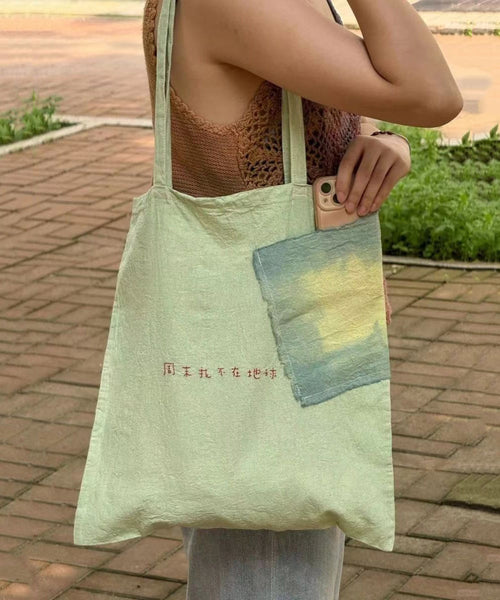 Casual Green Embroideried Canvas Satchel Handbag WI034 Bag-BGS241105