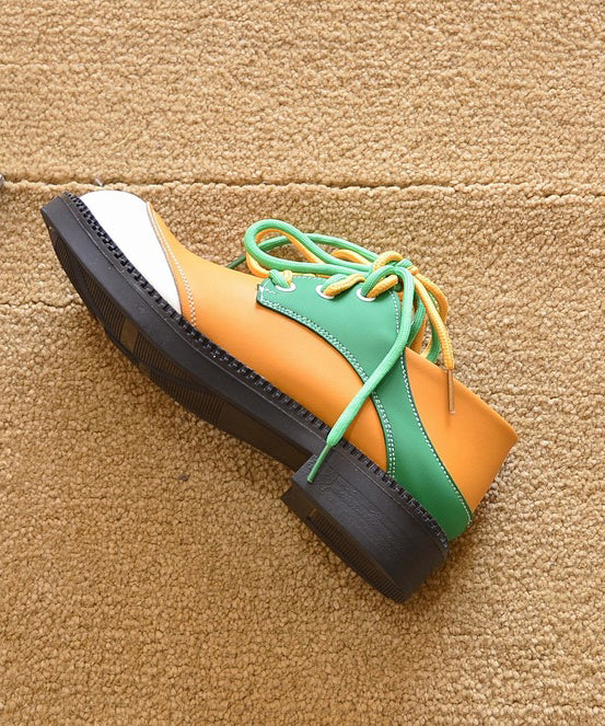 Flat For Women Lace Green Splicing Shoes Up Casual FashionChic