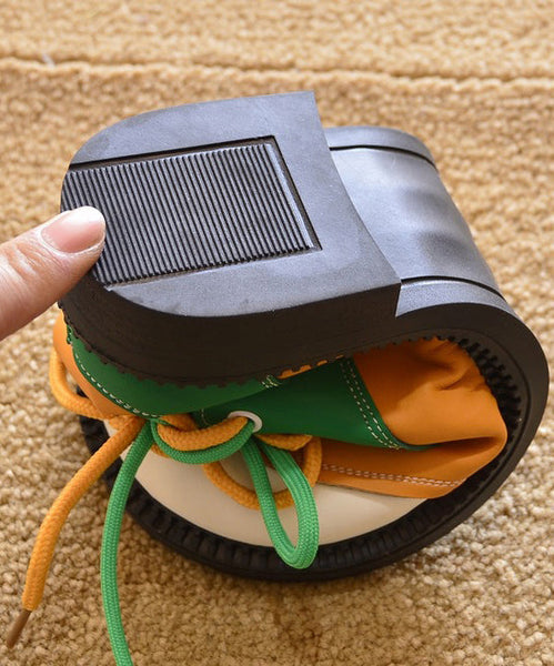 Flat For Women Lace Green Splicing Shoes Up Casual FashionChic