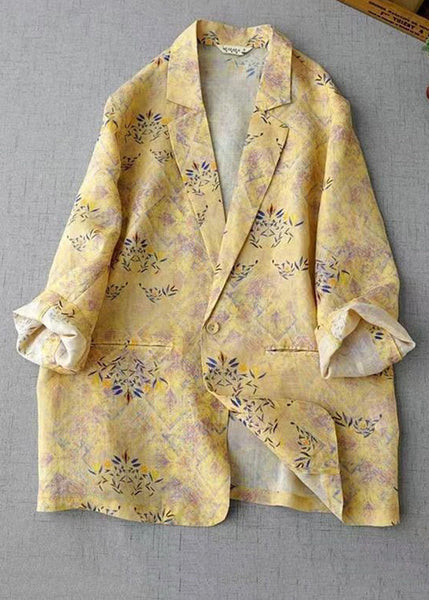 Casual Green Notched Print Coats Long Sleeve AM1054 Genistyle Shop