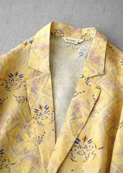 Casual Green Notched Print Coats Long Sleeve AM1054 Genistyle Shop