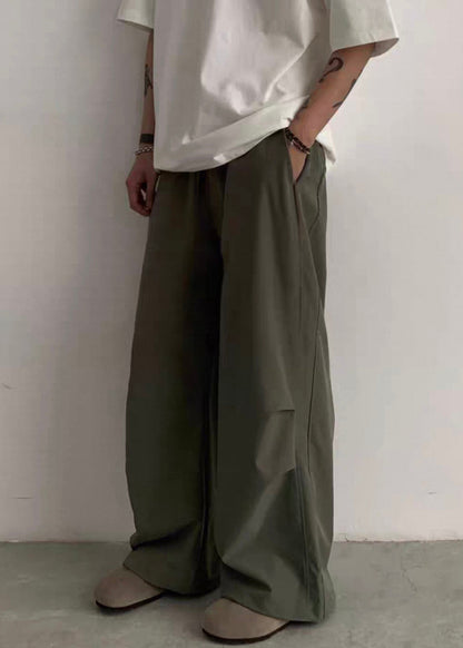 Pockets Pants Cotton Men Casual Green Drawstring Summer FashionChic