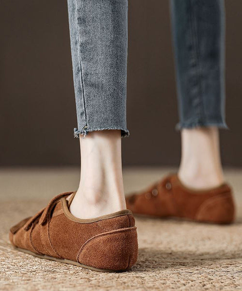 Women Buckle Splicing Casual For Flat Suede Green Strap Shoes FashionChic