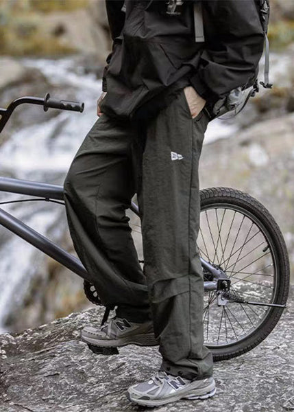 Wrinkled Pants Summer Casual Mens Pockets Cotton Green FashionChic