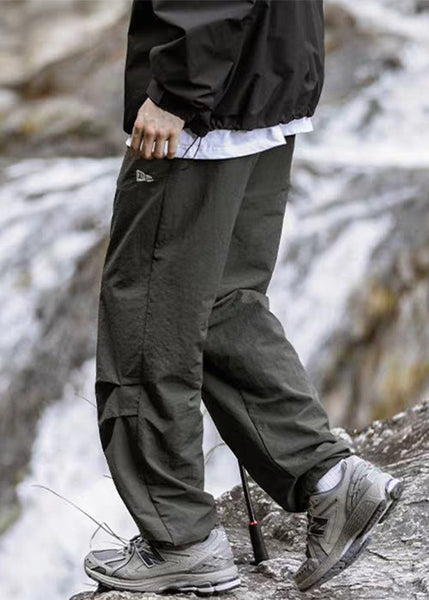 Wrinkled Pants Summer Casual Mens Pockets Cotton Green FashionChic