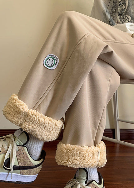 Casual Grey Elastic Waist Thick Fleece Wool Lined Men Pants Winter RM025 ABC