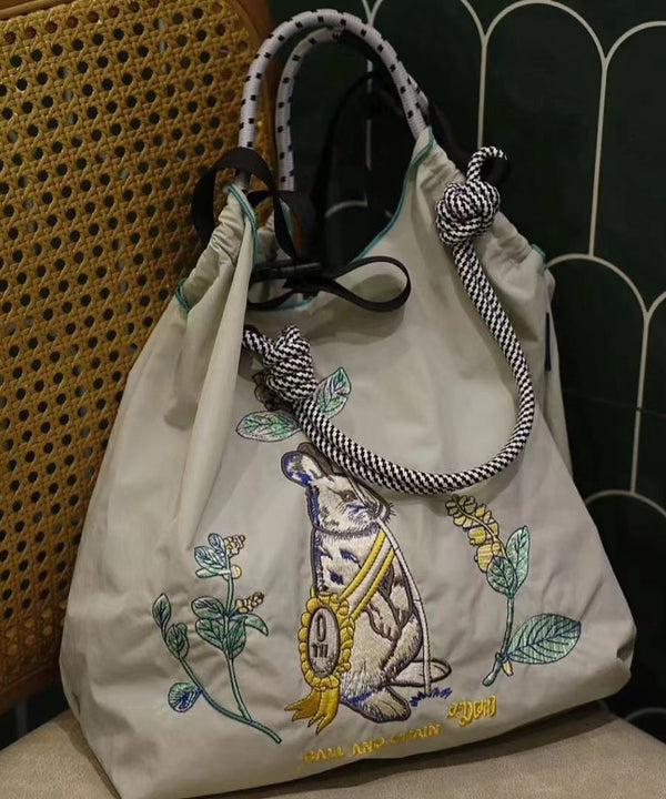 Casual Grey Embroidery Large Capacity Shopping Bag SX1003 Ada Fashion