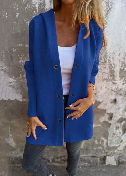 Casual Grey Hooded Button Pockets Cotton Coat Fall QY025 BB-ZS-WM-CTS241002