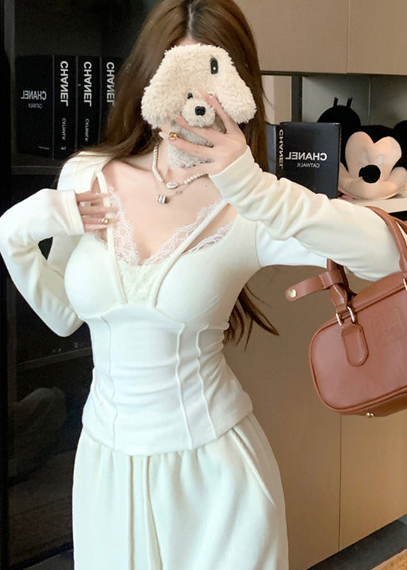 Casual Grey Patchwork Lace Halter Tops Spring YF024 ABC