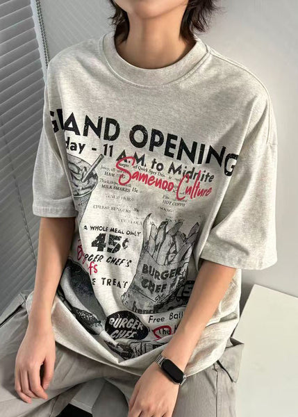 Casual Grey Print Original Design Cotton Men T Shirt Summer YL011 ABC