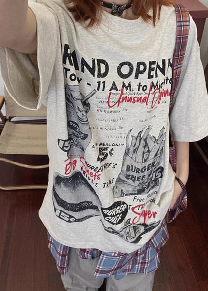 Casual Grey Print Original Design Cotton Men T Shirt Summer YL011 ABC