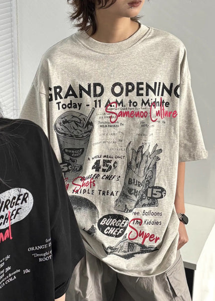 Casual Grey Print Original Design Cotton Men T Shirt Summer YL011 ABC