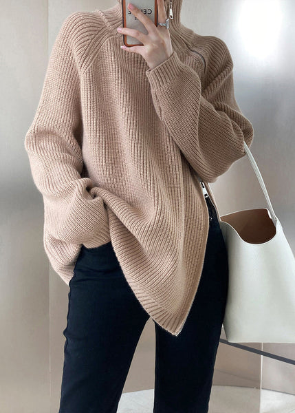Casual Grey Turtleneck Thick Cotton Knit Sweaters Fall QE073 HS-NTP240925