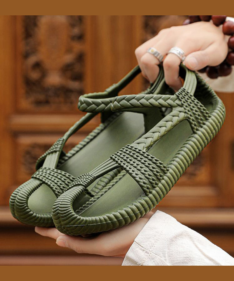 Casual Hollow Out Splicing Sandals Army Green JJ054 Shoe-LX240609