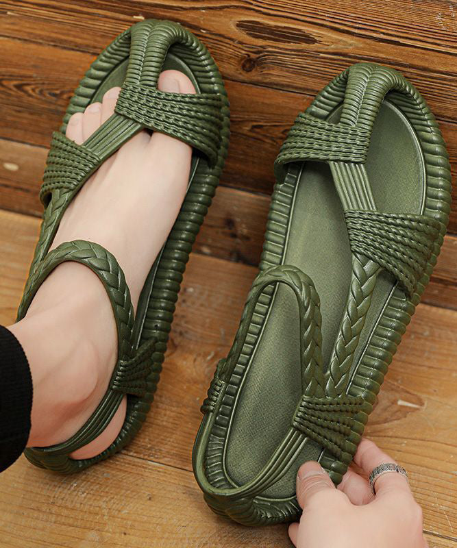 Casual Hollow Out Splicing Sandals Army Green JJ054 Shoe-LX240609