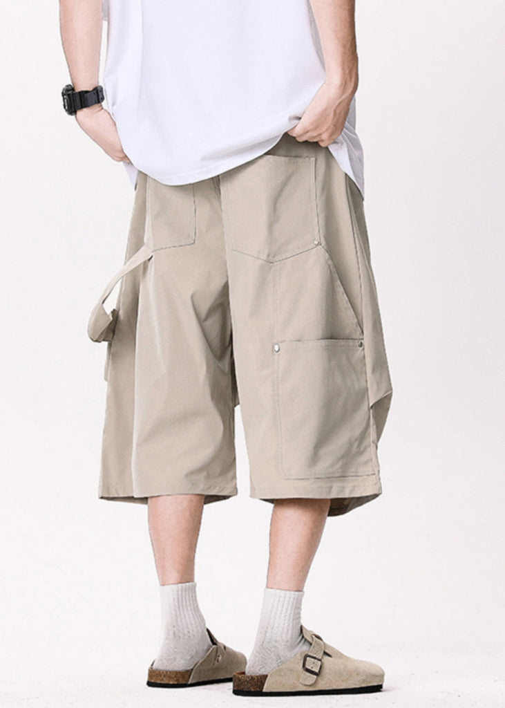 Casual Khaki Asymmetrical Pockets Patchwork High Waist Men Pants YT005 Men-Silk-MENCP240721