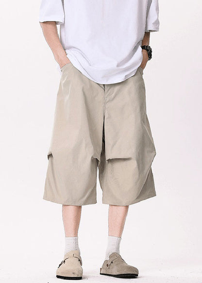 Casual Khaki Asymmetrical Pockets Patchwork High Waist Men Pants YT005 Men-Silk-MENCP240721