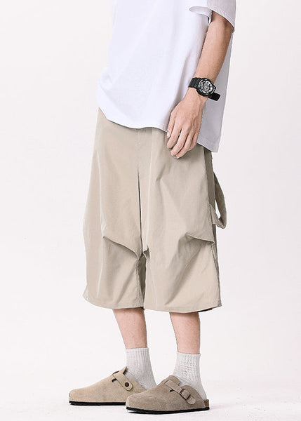 Casual Khaki Asymmetrical Pockets Patchwork High Waist Men Pants YT005 Men-Silk-MENCP240721