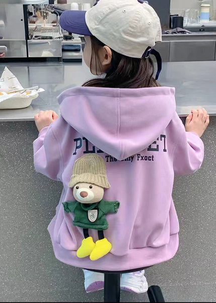 Casual Khaki Graphic Zippered Kids Hoodies Outwear Fall QV049 MM-RCTZCGTS241026