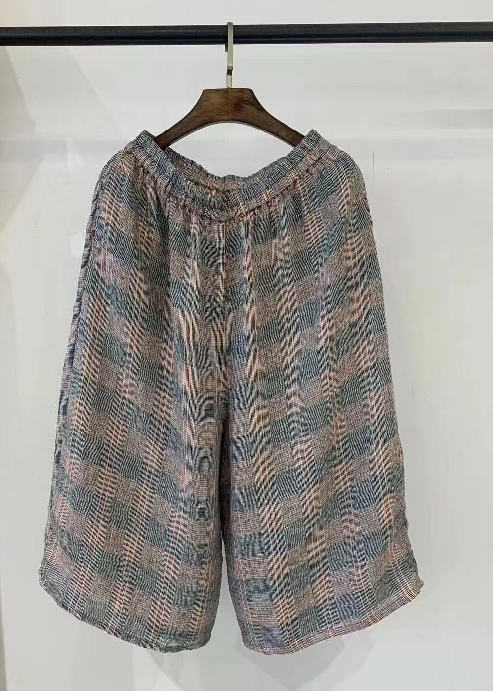 Pants Linen Khaki Harem Plaid Casual Oversized Summer FashionChic