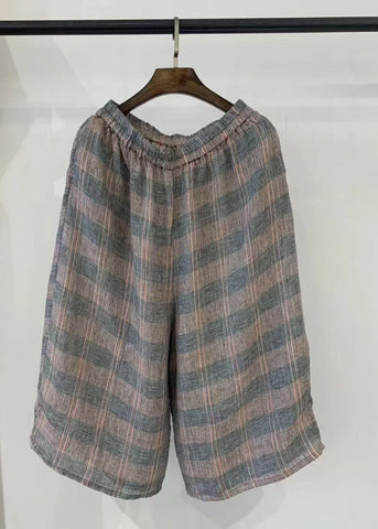 Pants Linen Khaki Harem Plaid Casual Oversized Summer FashionChic
