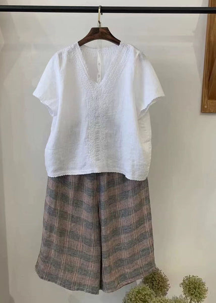 Pants Linen Khaki Harem Plaid Casual Oversized Summer FashionChic