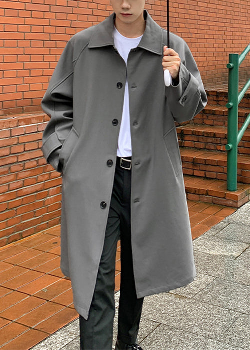 Casual Khaki Peter Pan Collar Button Cotton Men Trench Spring YQ014 ABC