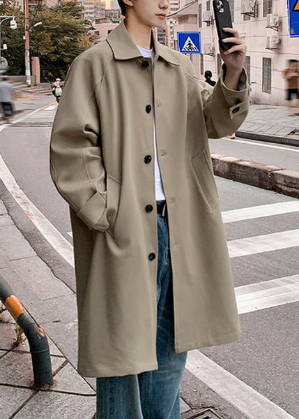 Casual Khaki Peter Pan Collar Button Cotton Men Trench Spring YQ014 ABC