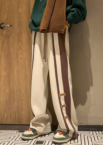 Casual Khaki Pockets Elastic Waist Warm Fleece Men Pants Winter WA039 MENP241110