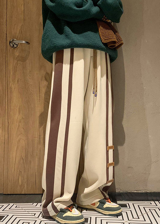 Casual Khaki Pockets Elastic Waist Warm Fleece Men Pants Winter WA039 MENP241110