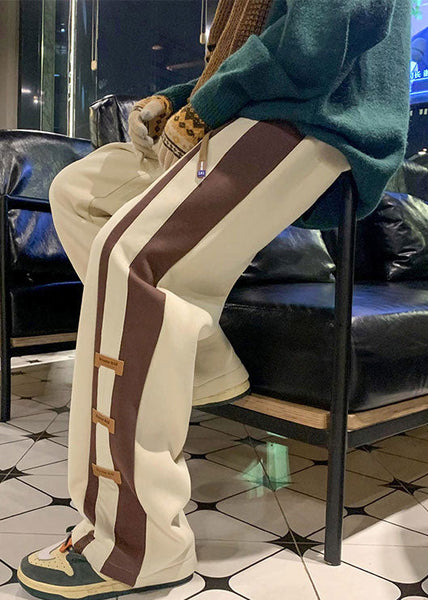 Casual Khaki Pockets Elastic Waist Warm Fleece Men Pants Winter WA039 MENP241110